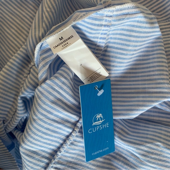Cupshe short dress stripe blue and white Size Medium - Picture 4 of 6